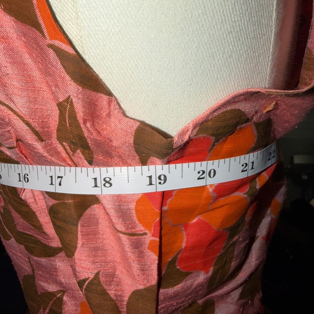 Vintage 60s 70s Mod Floral Maxi Dress Pink Orange Retro Boho Whimsigoth Wrap - Picture 4 of 7